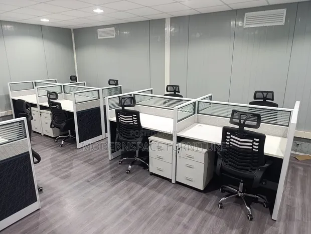 4-Way Office Working Station with Partitions - 1