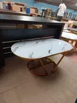 Oval Glass Coffee Table - Gold Metal Base - 2