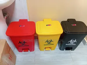 30L Biohazard Coded Bins - Black, Yellow, Red (Foot Operated)