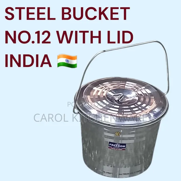 12 Ltrs Stainless Steel Bucket with Lid - 1
