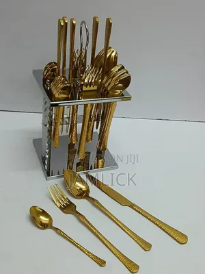 Seti ya Vipande 25 vya Astrid Glitter Dining Cutlery na Stand