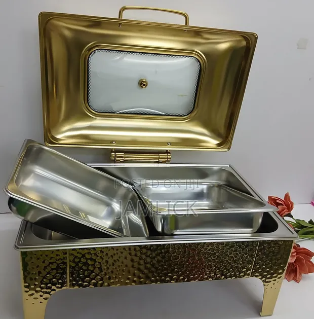 2-Insert Golden Fancy 8L Chafing Dish With Stand - 1
