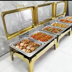 2-Insert Golden Fancy 8L Chafing Dish With Stand