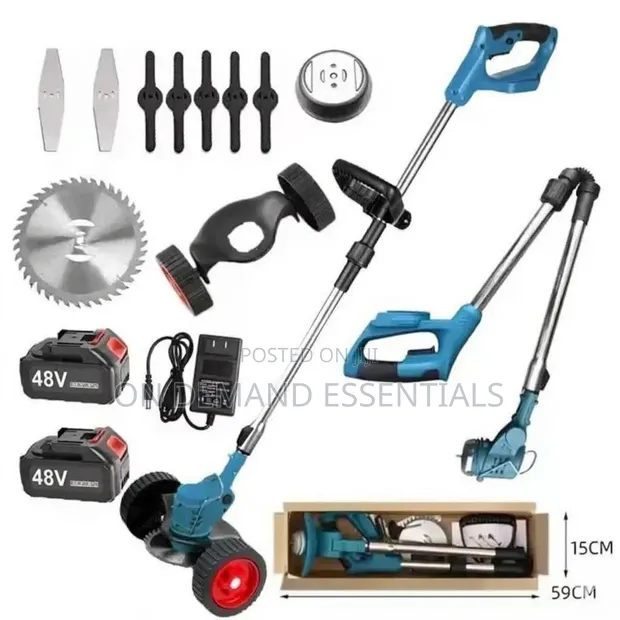 Foldable Cordless Lawn Mower with Wheels - 1
