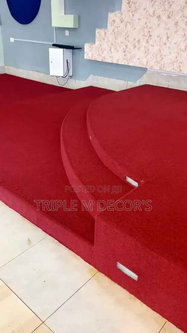 Red 4mm High-Density Carpet for Church Pulpit & Stage - 1