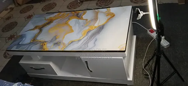 Modern White Glossy Coffee Table - 1