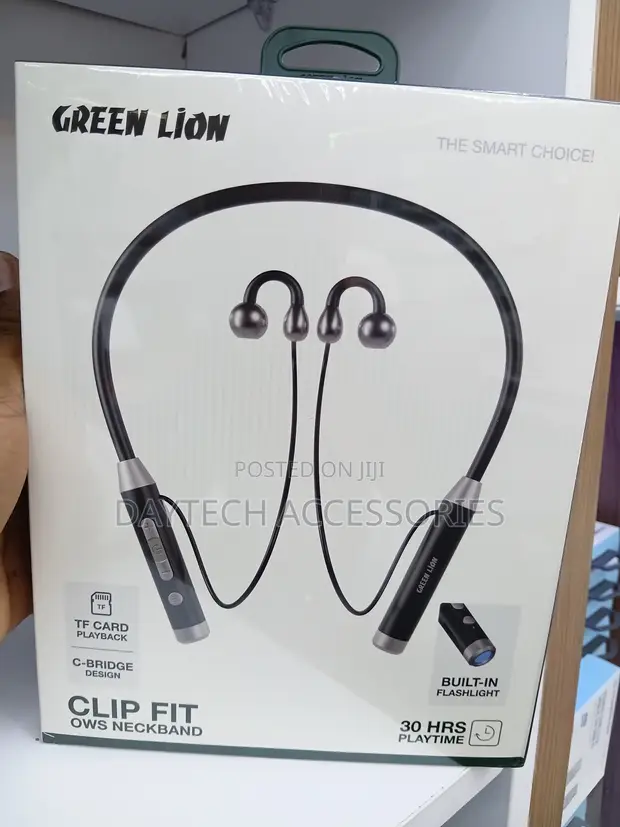 Green Lion Clip Fit OWS Neckband Earphones with Lamp - 1