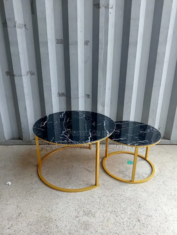 2-in-1 Nesting Coffee Tables - Black Glass & Gold - 1