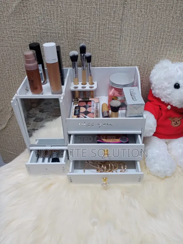 Multi-Storey Makeup Organizer Drawer with Mirror - 1