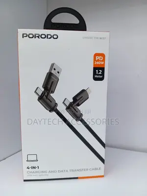 Porodo 240W 4-in-1 Charging & Data Cable 1.2M - Black