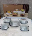 Blue-Grey Vertical Glass Salad Bowl Set (Square) - 1