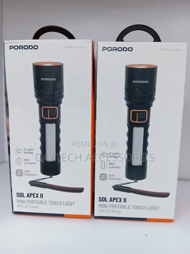 Porodo Sol Apex II Portable Torch Light - Black - 1