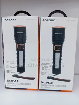 Porodo Sol Apex II Portable Torch Light - Black