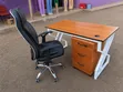 Executive Office Desk & High Back Chair Set - Wooden 3 Drawers - 1