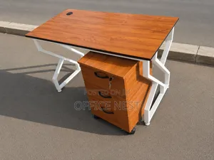 Executive Office Desk & High Back Chair Set - Wooden 3 Drawers