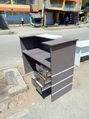 Dawati la Mapokezi la L-Shape Mpya - Giza Grey