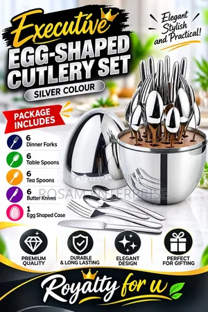 Executive Silver Egg-Shaped Cutlery Set (24pc)