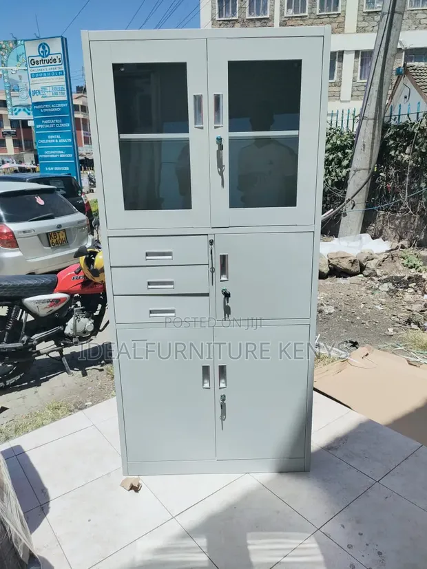 Brand New White Steel Filing Cabinet with Lock - 1