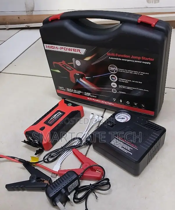 12V Car Jump Starter Kit with Tyre Inflator & LED Light - 1