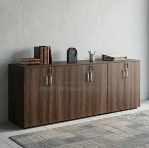 Lockable 6-Door Wooden Credenza Storage Cabinet