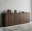 Lockable 6-Door Wooden Credenza Storage Cabinet - 1