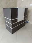 Modern Reception Desk 1.4M - Black, Grey & White - 1