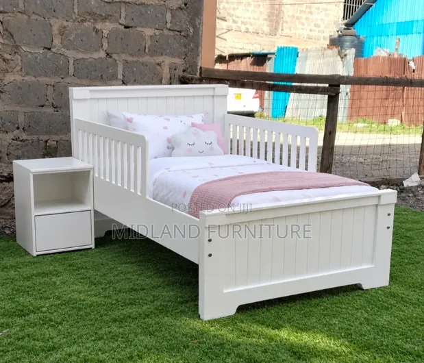 Custom Kids Single Bed with Safety Barrier & Storage Headboard - 1