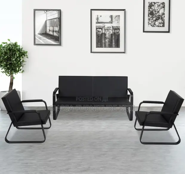 5-Seater Leather Reception Sofa - 1
