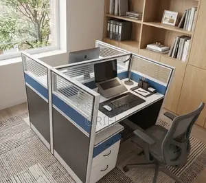 Blue Modular 2-Seater Office Workstation
