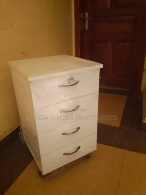 Board Storage Cabinet with Wheels - White