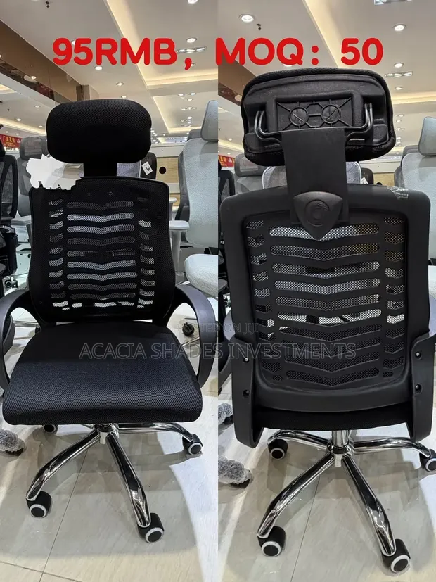 Ergonomic Office Seat with Headrest - Black - 1