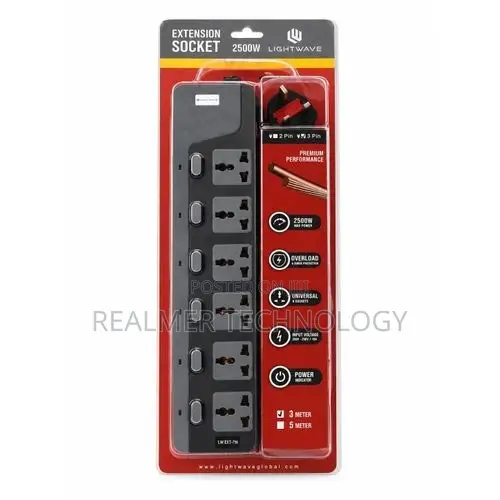 Lightwave 6-Way Extension Socket 3M - 1