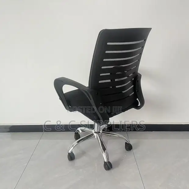 Swivel Strong Mesh Workstation Chair - Black - 1