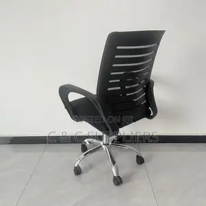 Kiti cha Kazi cha Mesh chenye Nguvu cha Swivel - Nyeusi