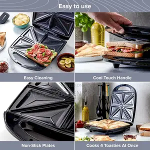 Sokany 4-Slice Stainless Steel Sandwich Maker (Black & Silver)