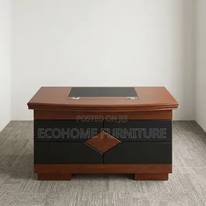 Executive Office Desk - Mahogany & Black Finish