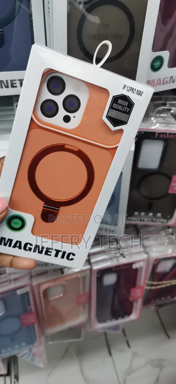 Orange MagSafe Magnetic Case with Ring for iPhone 12 Pro Max - 1