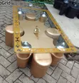 Meza ya Kioo ya Kifahari ya Kazi Nzito na Kiti cha Puff - 1
