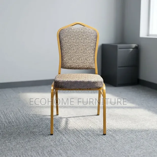 Kiti cha Hafla - Fremu ya Dhahabu na Upholstery yenye Mchoro - 1