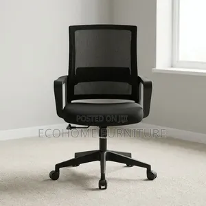 Office Chair - Black Mesh Back with Padded Armrests