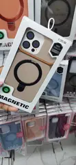 Beige Matte Magnetic Case with Folding Stand for iPhone 12 Pro Max - 2