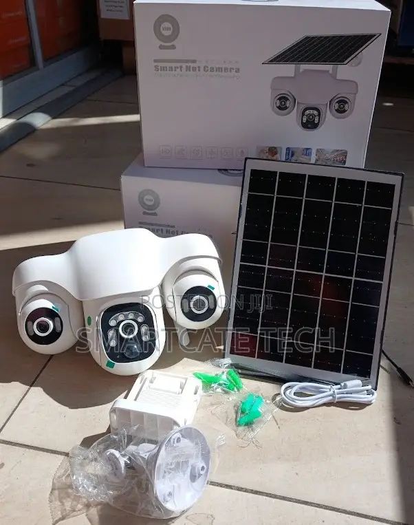 Triple Lens 360° PTZ WiFi Solar CCTV Camera V380 Pro - 1