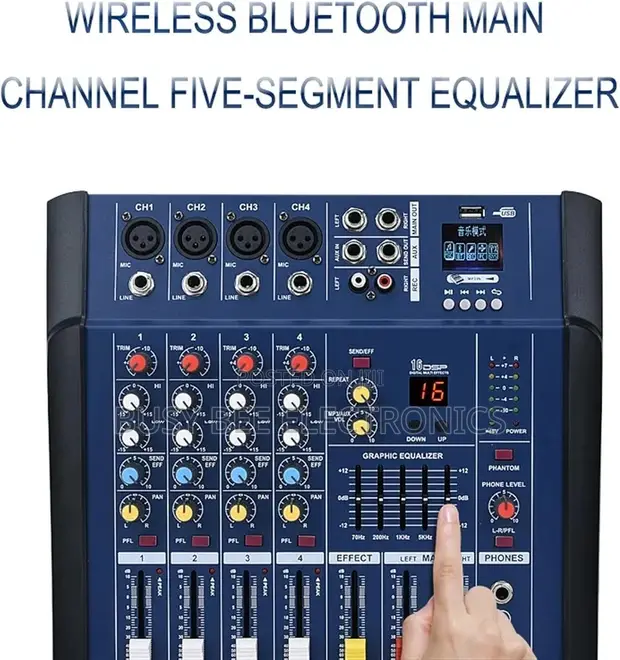 Omax PMX402DU 4-Channel Powered Mixer with Amplifier - 1
