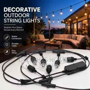10m 10-Bulb Outdoor String Lights Sockets