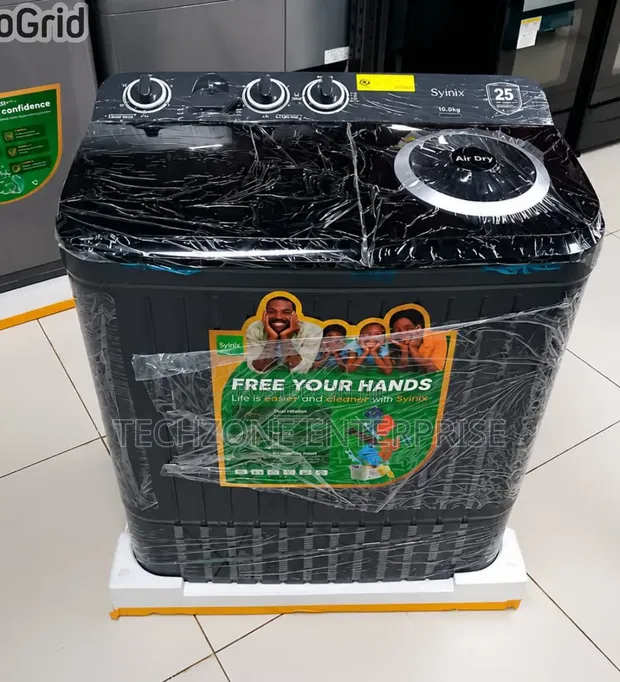 Syinix 10kg Twin Tub Washing Machine Nyeusi - 1