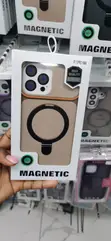 Brown Magnetic Case with Ring Stand for iPhone 13 Pro Max - 1