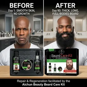 Seti ya Utunzaji wa Ndevu za Wanaume 3-in-1: Mafuta ya Kukuza, Shampoo & Balm