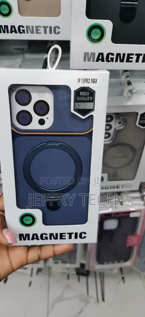 Blue Magnetic Protective Case with Ring for iPhone 13 Pro Max