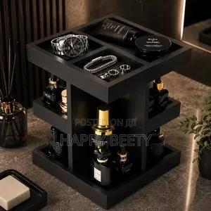 3-Tier Rotating Wooden Makeup Organizer