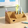 Wooden Bamboo Desk Organizer - 6 Compartments - 3